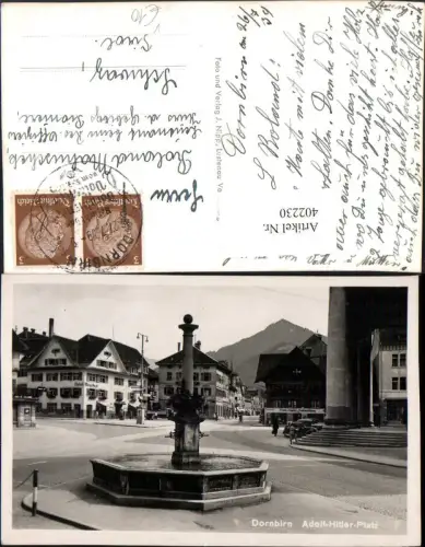 402230,Dornbirn Hauptplatz Brunnen Hotel Hirschen pub J. Nipp