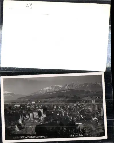 307794,Feldkirch Totale m. Burg u. Schweizer-Berge Bergkulisse pub Foto Heim 1838