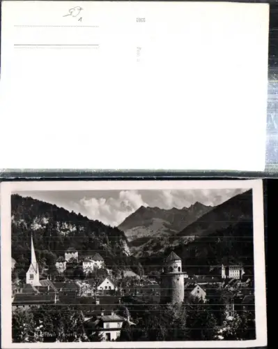307796,Feldkirch Teilansicht Turm Kirche Bergkulisse pub Foto J. Nipp 2362