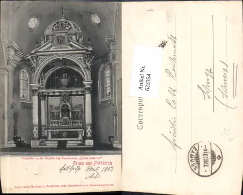 623354,Litho Feldkirch Hochaltar Kapelle d. Pensionates Stella matutina Kirche
