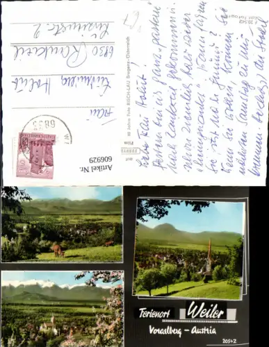 606929,Mehrbild Ak Ferienort Weiler Rinder Kühe Kirche pub Risch-Lau F 20542
