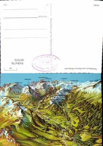 607076,Vogelschau Reliefkarte v. Kleinen Walsertal Hirschegg Egg Riezlern Au