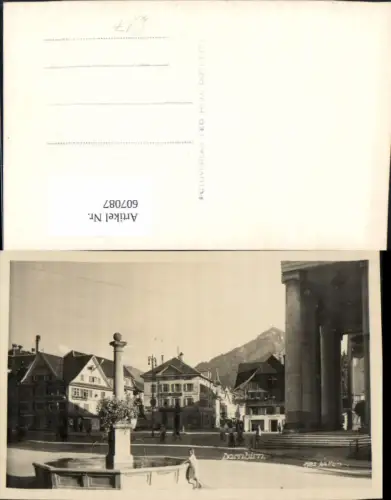 607087,Foto Ak Dornbirn Ansicht m. Brunnen Stadtplatz pub Foto Heim 1782