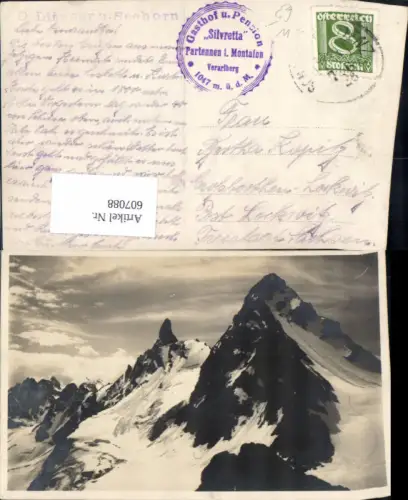 607088,Foto Ak Großlitzner u. Seehorn Partenen Bahnpost Schruns n. Bludenz