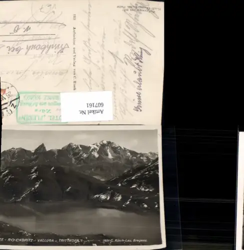 607161,Foto Ak Zürs Lech Zürser See Zürsersee Rockspitze Valluga Trittkopf pub Risch-Lau 1921