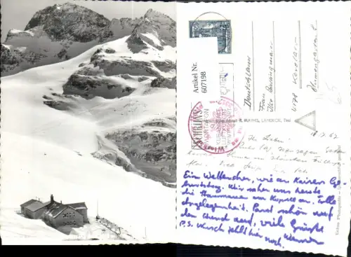 607198,Foto Ak Partenen Wiesbadener Hütte m. Piz Buin Winteransicht