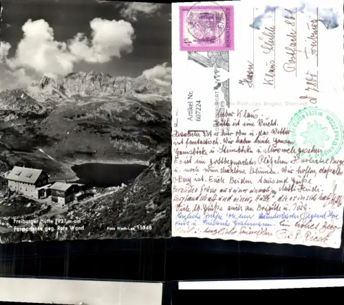 607224,Foto Ak v Freiburger Hütte a. Formarinsee geg. Rote Wand pub Risch-Lau 15348