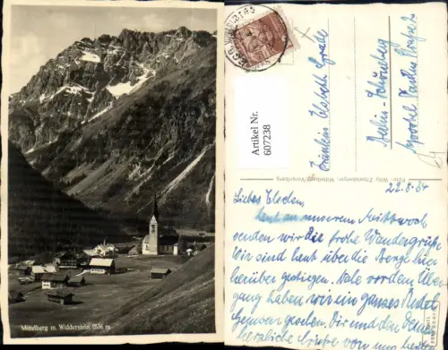 607238,Foto Ak Mittelberg m. Widderstein Kirche