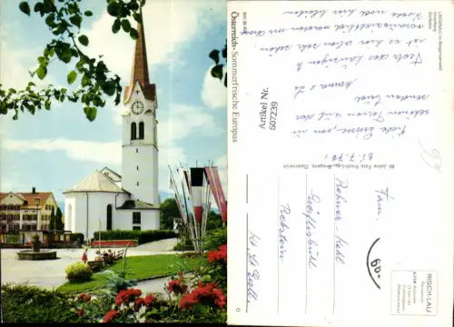 607239,Lingenau i. Bregenzerwald Dorfplatz Kirche Brunnen