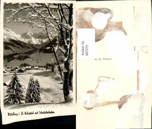 607273,Foto Ak Mittelberg i. Kleinwalsertal m. Schafalpköpfen Winteransicht