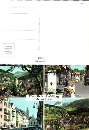 711505 Mehrbild AK Feldkirch Vorarlberg Ansichten Brunnen Frauen i. Tracht Goldhauben pub Risch-Lau F 4278