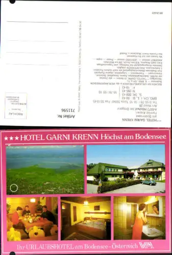 711596 Mehrbild AK Höchst b. Bregenz am Bodensee Hotel Garni Krenn Gaststube Zimmer