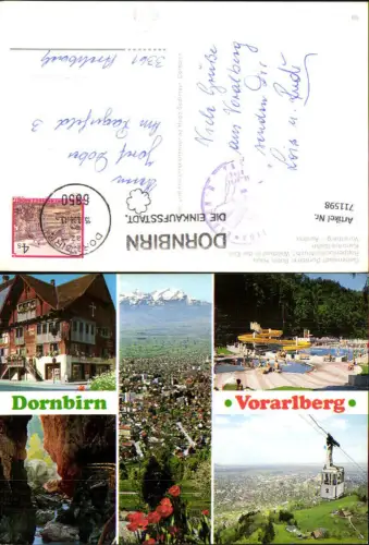 711598 Mehrbild Ak Dornbirn Freibad Karrenseilbahn Seilbahn Gondel Rappenlochschlucht Rotes Haus