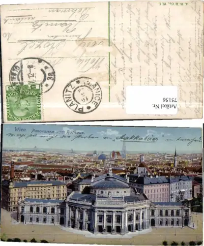 75156,Wien Totale vom Rathaus COLOR 1912