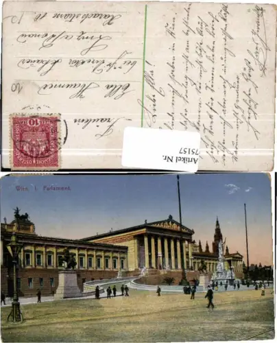 75157,Wien 1 Parlament Leute Strassenpartie 1912