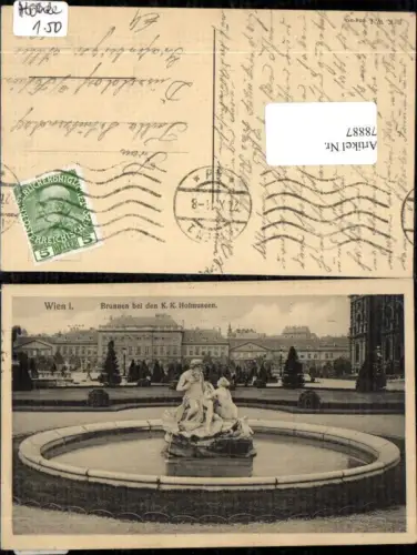 78887,Wien 1 Brunnen bei der K u K Hofmuseen Detailansicht