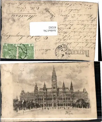 85202,Wien 1 Rathaus Radierung 1910