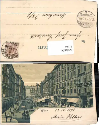 91963,Wien Am Graben Partie um 1898 Schöner Stempel