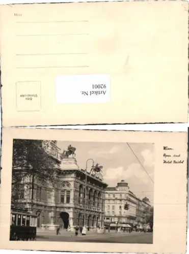 92001,Wien Oper m. Hotel Bristol m. Strassenbahn