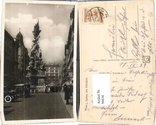 94454,Wien 1 Graben m. Pestsäule 1929