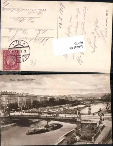 98870,Wien Stephaniebrücke m. Donau Dampfer Wien im Kai