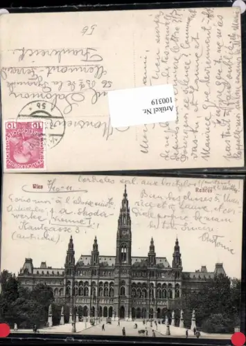 100319,Wien 1 Rathaus m. Vorplatz Leute 1911