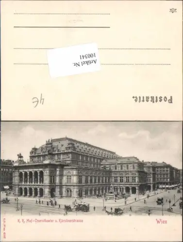 100341,Wien 1 Operntheater Theater Tram Kutsche 1902