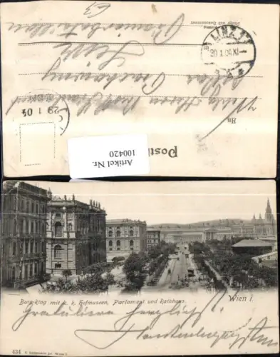 100420,Wien 1 Burgring Hofmuseen Parlament Rathaus 1904
