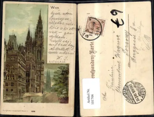 101706,Wien 1 Rathaus 1918 sign Rosenberger pub Stücker 7238 Künstler Litho