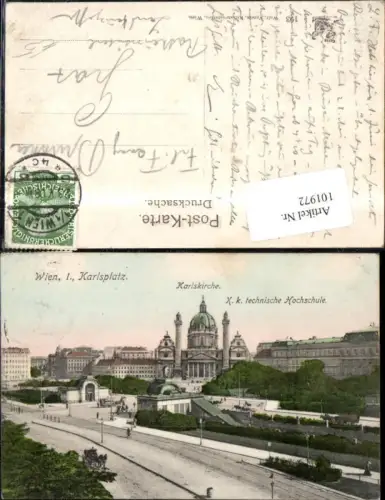 101972,Wien 1 Karlsplatz Karlskirche Technische Hochschule 1908