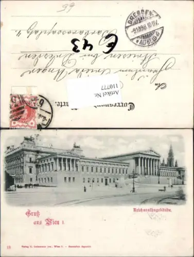 110777,GRuss aus Wien 1 Reichsrathsgebäude 1898