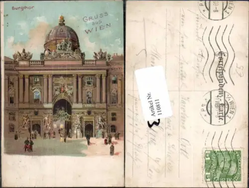 110811,Litho Gruss aus Wien 1 Burgthor 1908