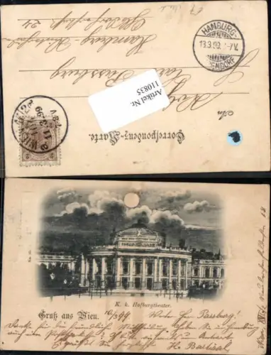 110835,Wien 1 Mond Karte Hofburgtheater Theater 1899