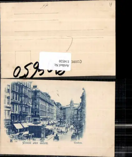 114520,Gruss aus Wien Graben 1900 Leute Kutsche