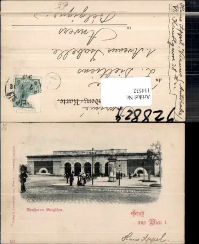 114532,Gruss aus Wien 1 Äusseres Burgthor Litfaßsäule 1898
