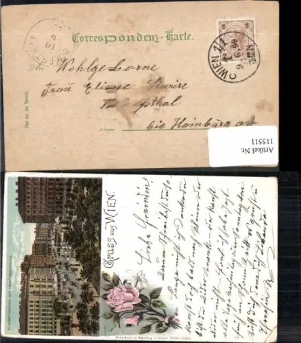 115511,Tolle Litho Gruss aus Wien Elisabethbrücke Kärnthnerstrasse