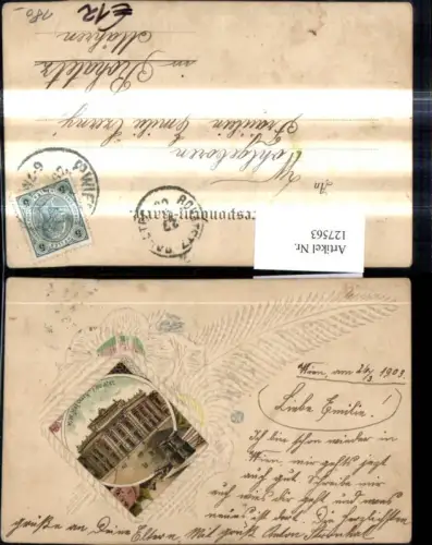 127563,Relief Wien 1 Hofburg Theater Burgtheater 1903 Feder Blume