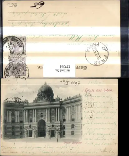 127591,Gruss a. Wien 1 Neues Burgthor Burgtor 1897