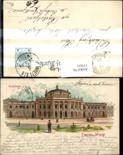 127651,Litho Gruß a. Wien 1 Burgtheater Theater