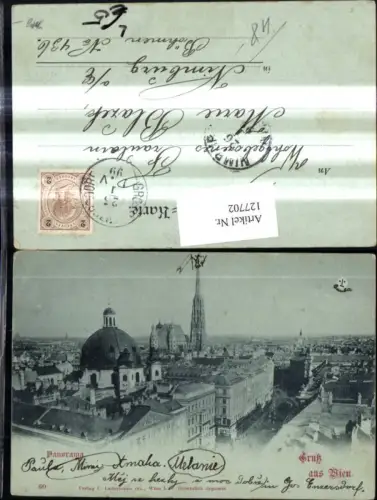 127702,Litho Gruß a. Wien 1 Panorama m. Stephansdom