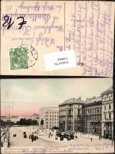 130064,Wien 1 Schwarzenberg Platz Strassenbahn 1900