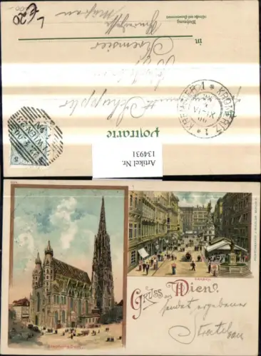 134931,Litho Gruß a. Wien 1 Graben Stephansdom
