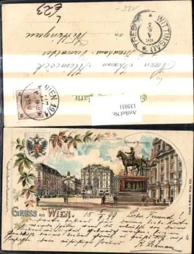 135031,Litho Gruß a. Wien 1 Am Hof Radetzky Monument