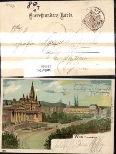 135036,Litho Wien 1 Franzensring Parlament Rathaus pub Karl Stücker 7255