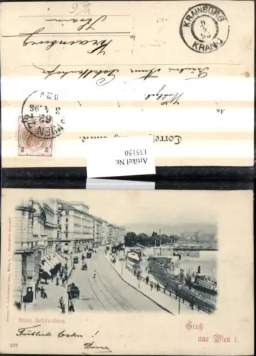 135150,Gruß a. Wien 1 Franz Josefs Quai Kai Schiff Dampfer Brücke pub C. Ledermann 292