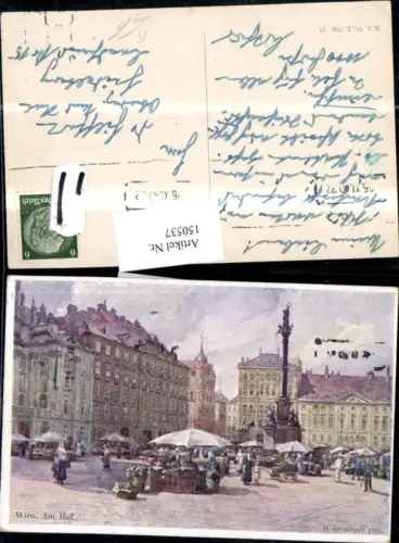 150537,Wien Innere Stadt Am Hof Ansicht Marktleben KünstlerAk sign H Götzinger