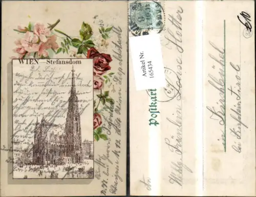 165434,Wien 1 Stefansdom Stephansdom i. Rahmen Rose