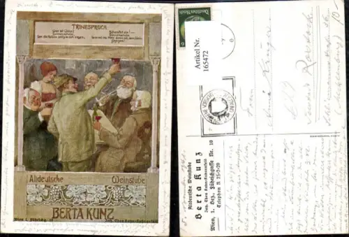 165472,Wien 1 Altdeutsche Weinstube Berta Kunz Trinkspruch Weinkelch Personen 1941