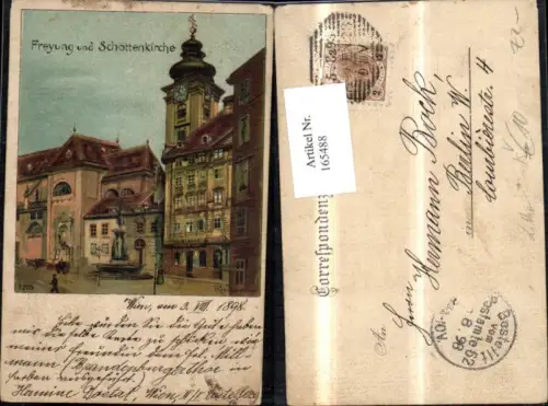 165488,Wien 1 Freyung u. Schottenkirche Litho sign Rosenberger