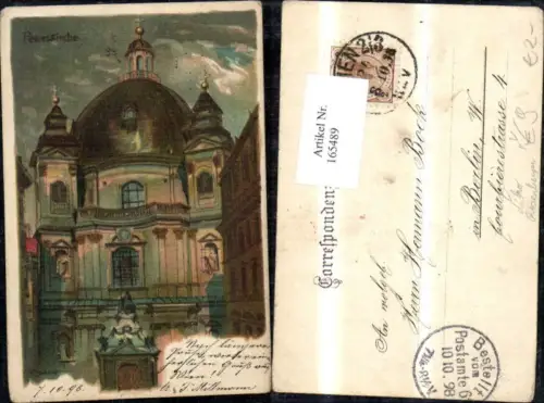 165489,Wien 1 Peterskirche Litho 1898 sign Rosenberger